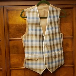 Vintage Gold and Plaid Reversible Vest SZ 36R